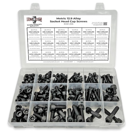 Boltsandnuts.Com Metric 12.9 Alloy Allen Socket Head Cap Screws Bolts Black Oxide Assortment - 211 PCS Assortment Kit #256